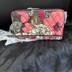 Vera Bradley Pink and Black Floral Quilted Wallet